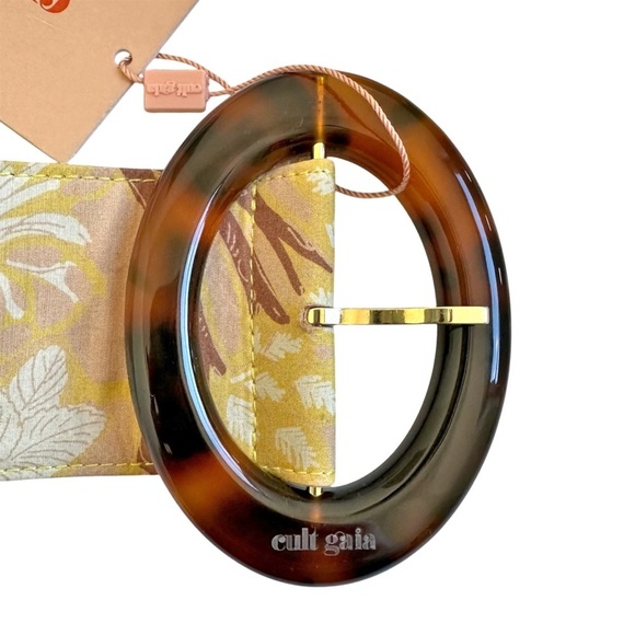 Cult Gaia NWT Evie Belt Wide Butter Multi Medium Large Silk Cotton Floral Yellow - Picture 5 of 8